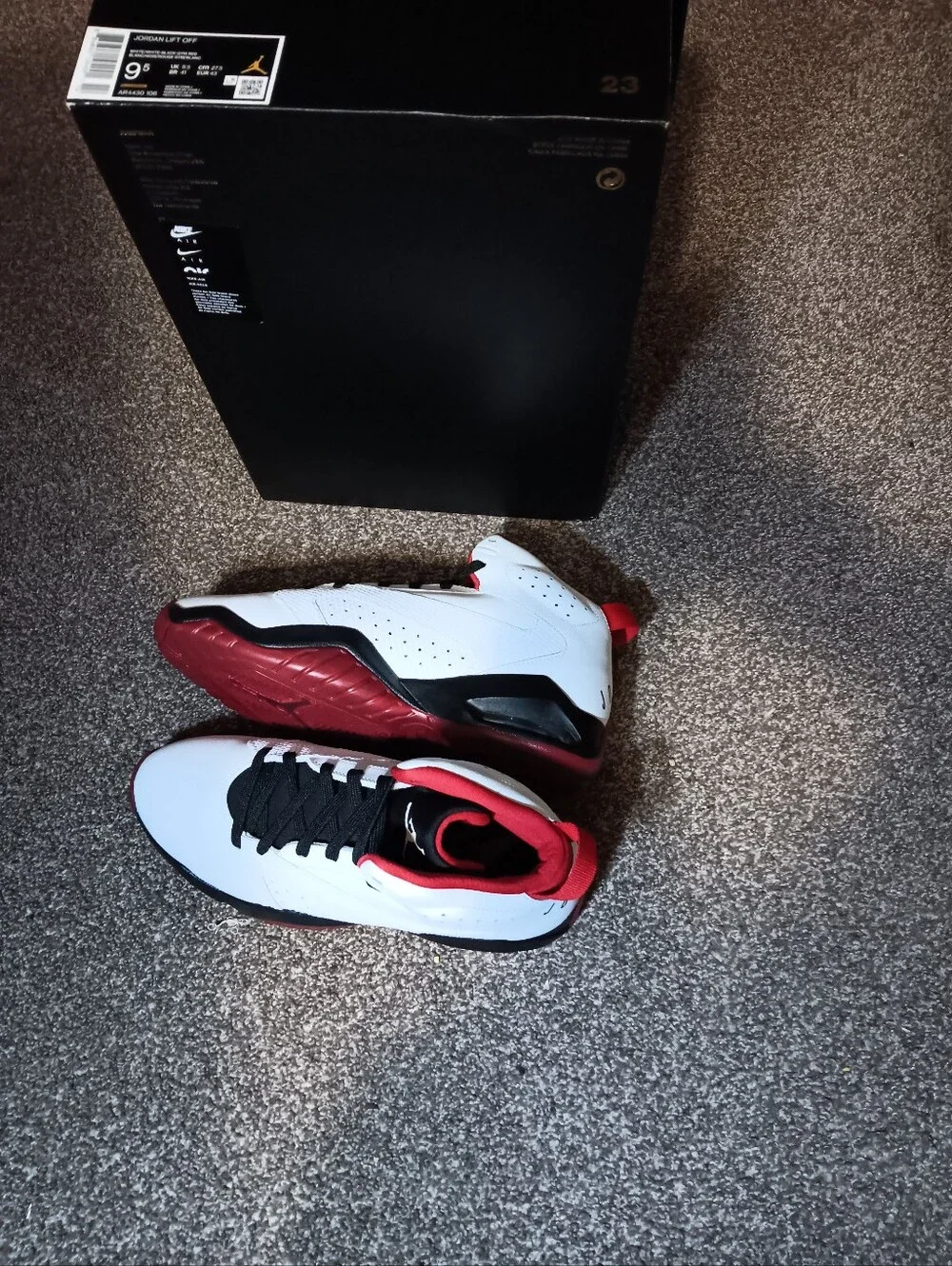 Jordan Men's White Black Red Low-Top Basketball Sneakers